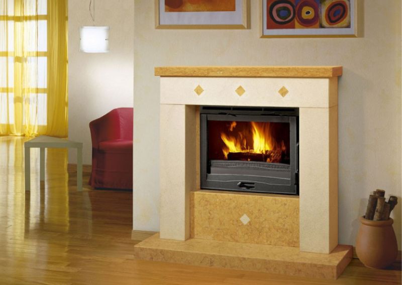 Italian built-in wood-burning fireplace